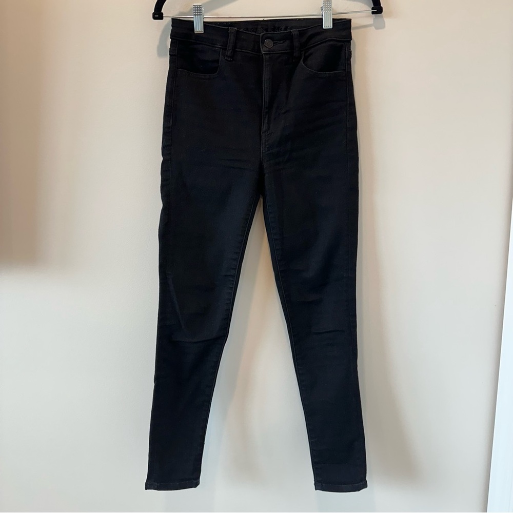 American Eagle AE Next Level Highest Waist Jegging Black Denim Jeans Dark Grunge - Picture 2 of 10